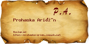 Prohaska Arián névjegykártya